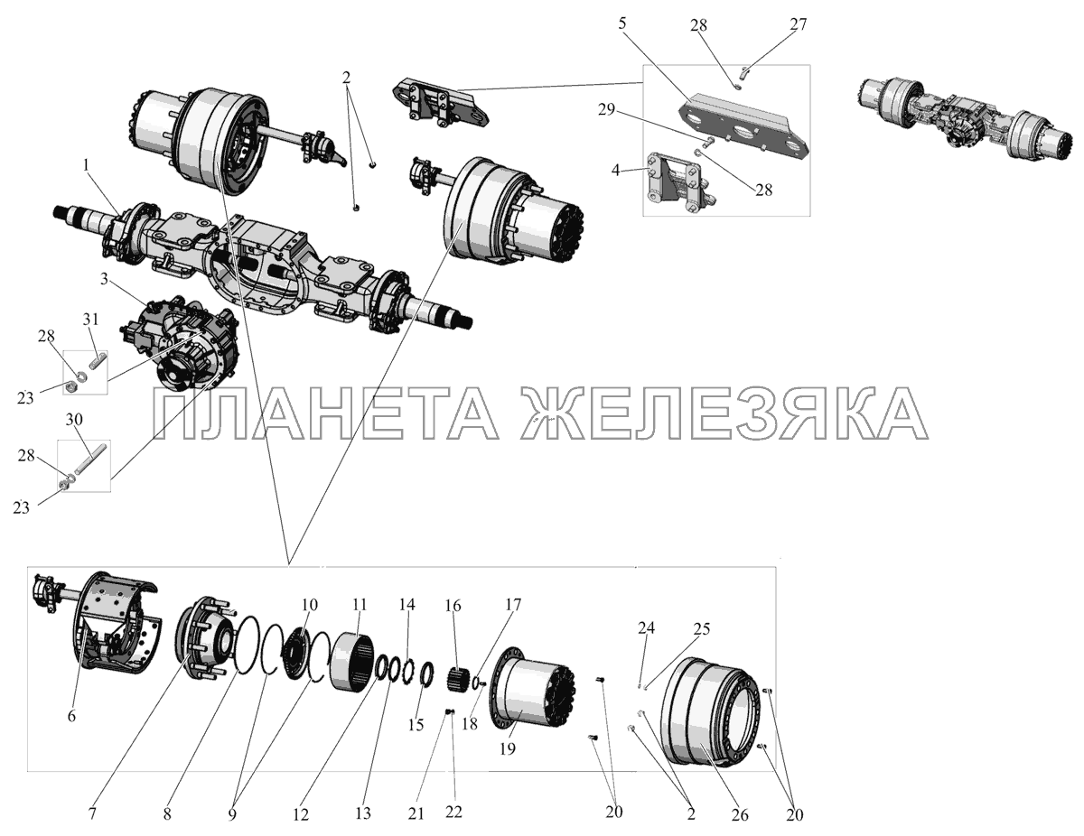 Мост ведущий 152062-2400012 с 5-ти-сателлитной колесной передачей с февраля 2010г. МАЗ-152 (2011)